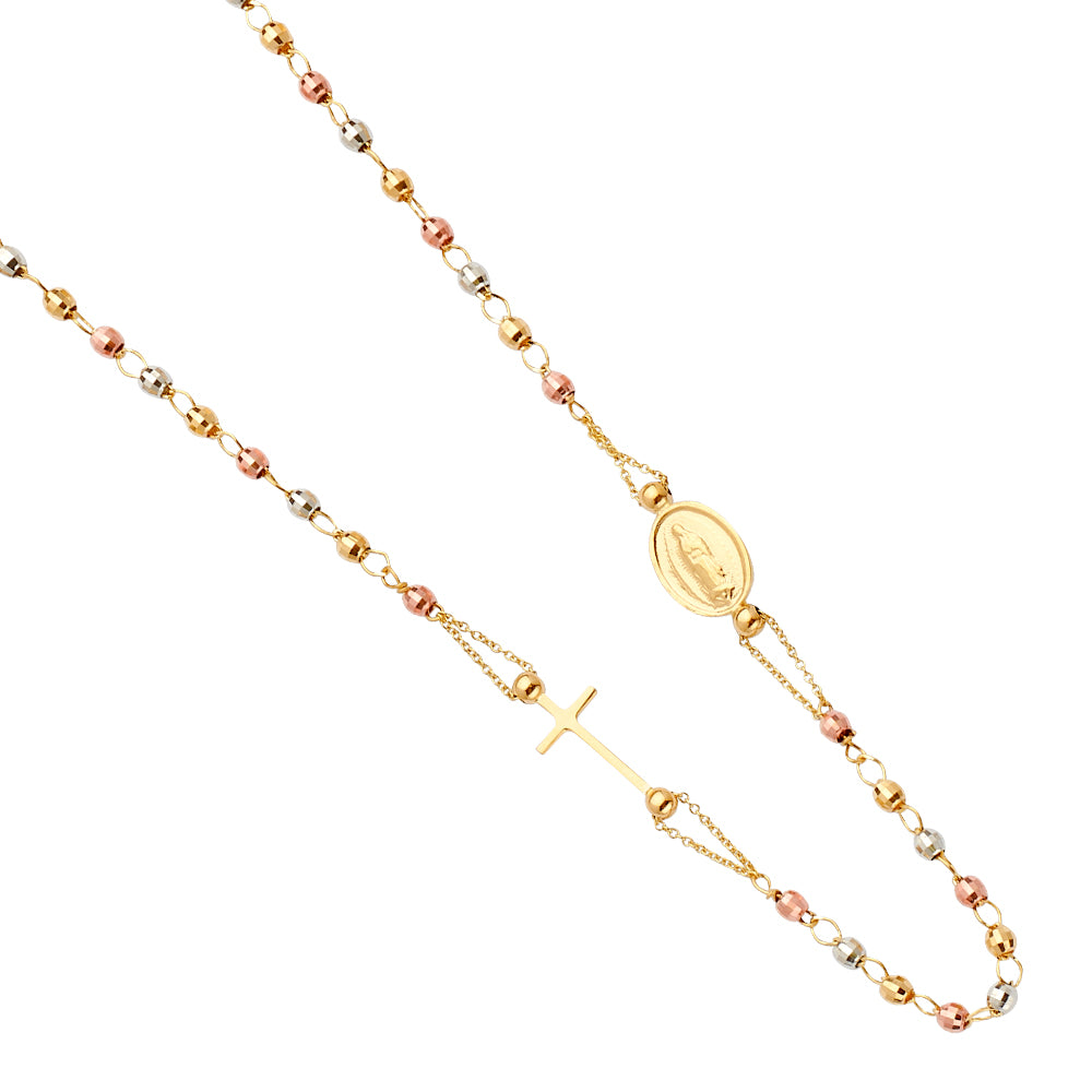 14K 3C Guadalupe Fashion Rosary Necklace