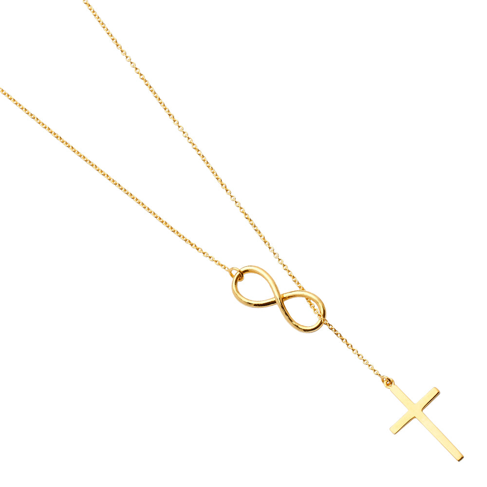 14KY Cross + Infinity Light Necklace