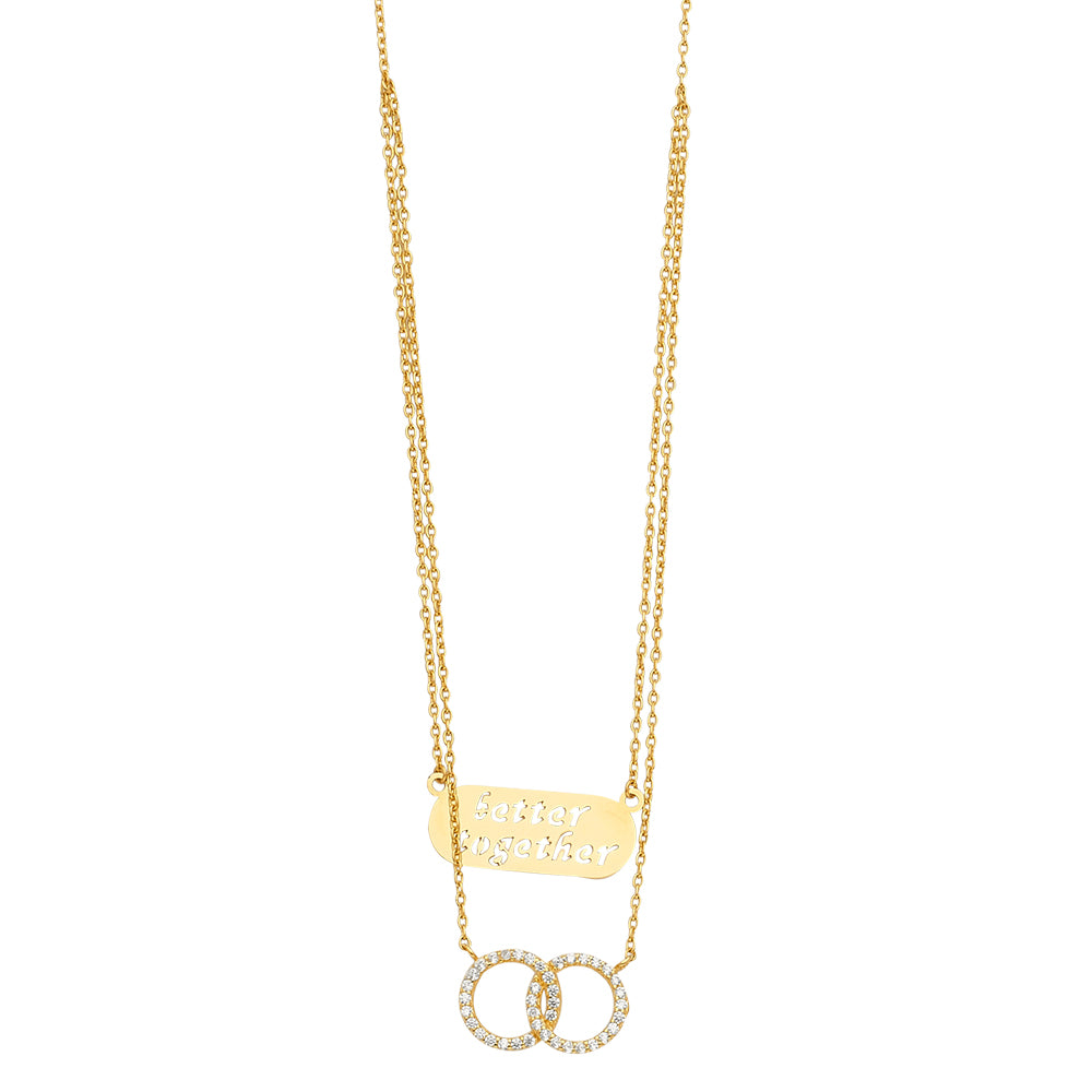 14KY 2Lines Necklace with CZ Eternity
