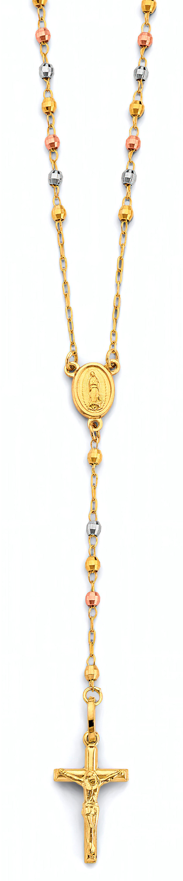 14K 3C 2.5mm Disco Ball Rosary Necklace