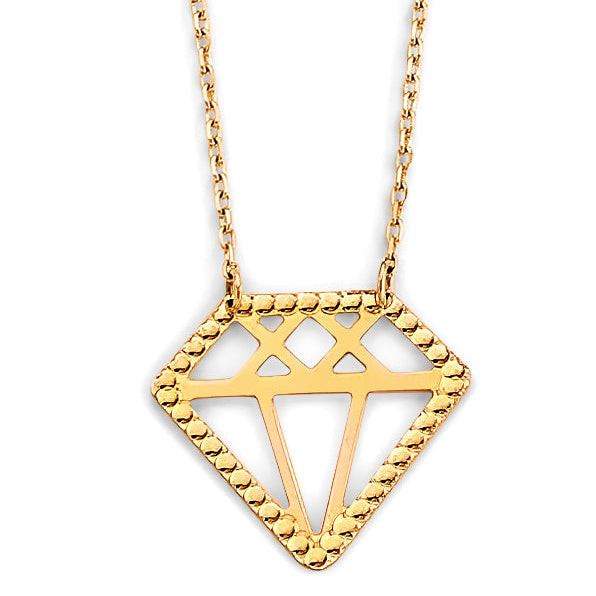 14KY Diamond Shape Pendant Necklace