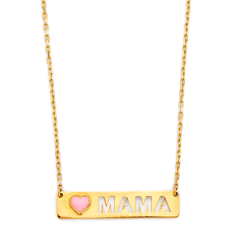 14KY Mama Rectangular Plate Necklace