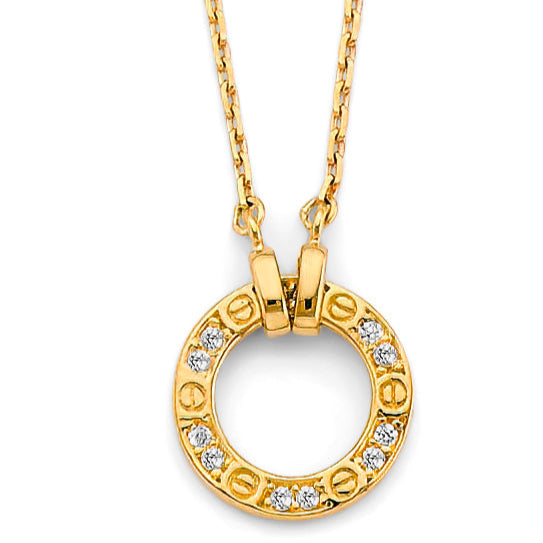 14KY CZ Circle Necklace
