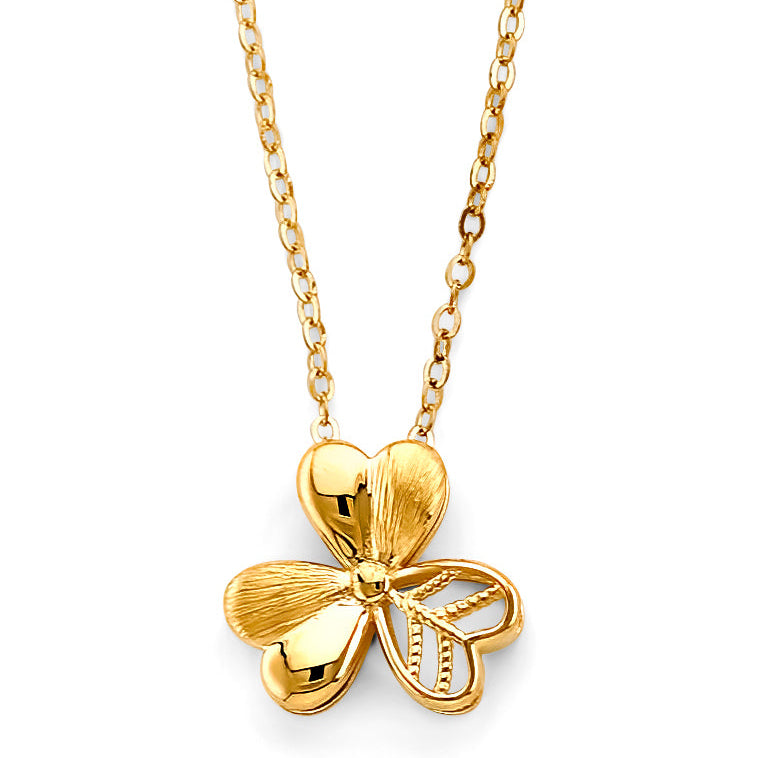 14KY 3 Leaves Clover Necklace