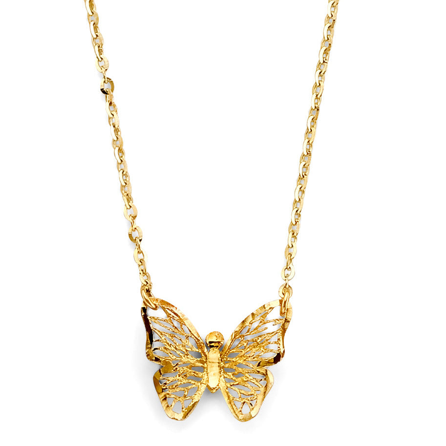 14KY Meshed Butterfly Necklace