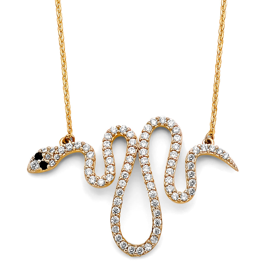 14K 2T CZ Snake Necklace