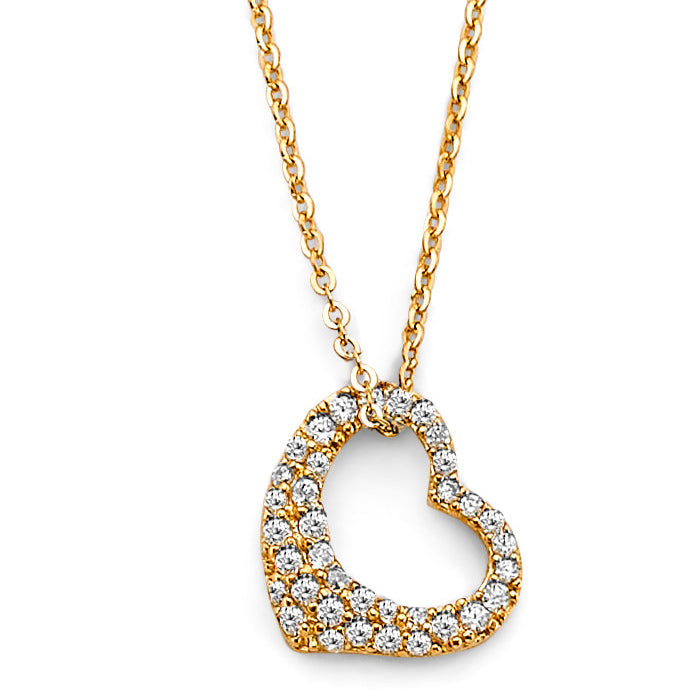 14KY CZ Heart Necklace