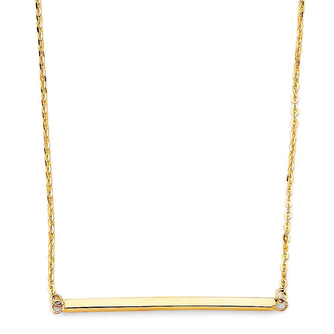 14KY Long Square Bar Necklace
