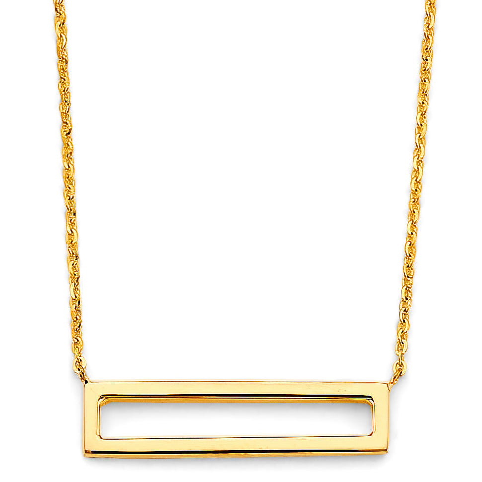 14KY Rectangular Frame Necklace