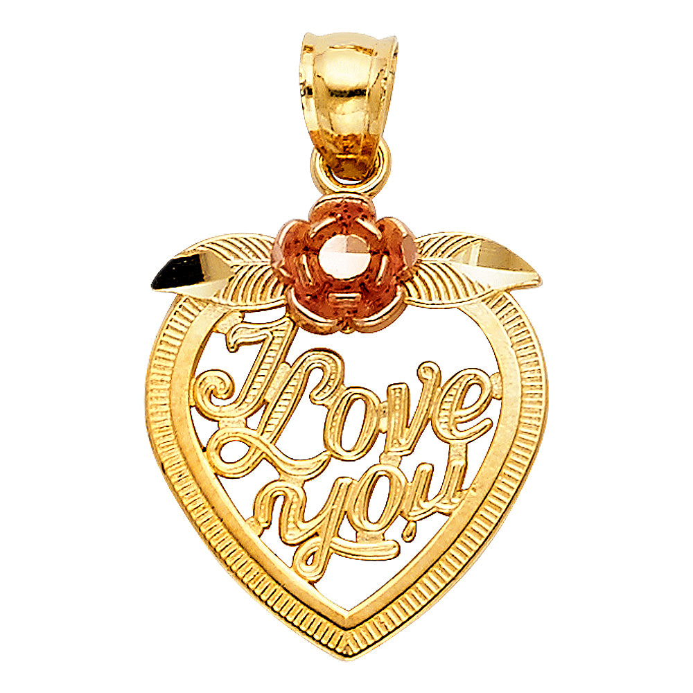 14K 2T I Love You Heart Pendant