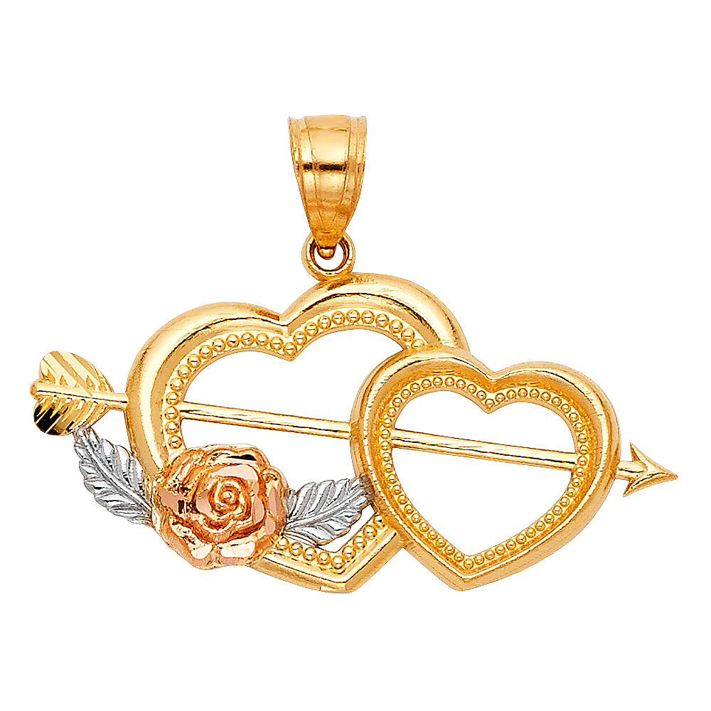 14K 3C Heart Pendant