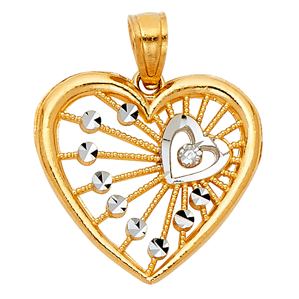 14K 2T Heart Pendant
