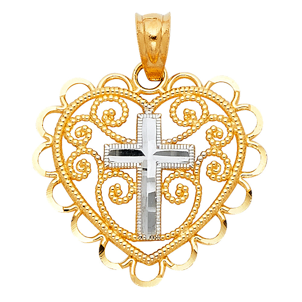 14K 2T Heart Pendant