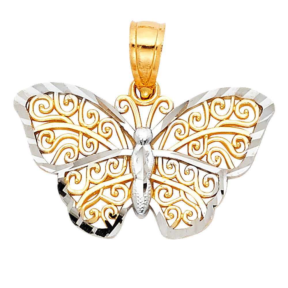 14K 2T Butterfly Pendant