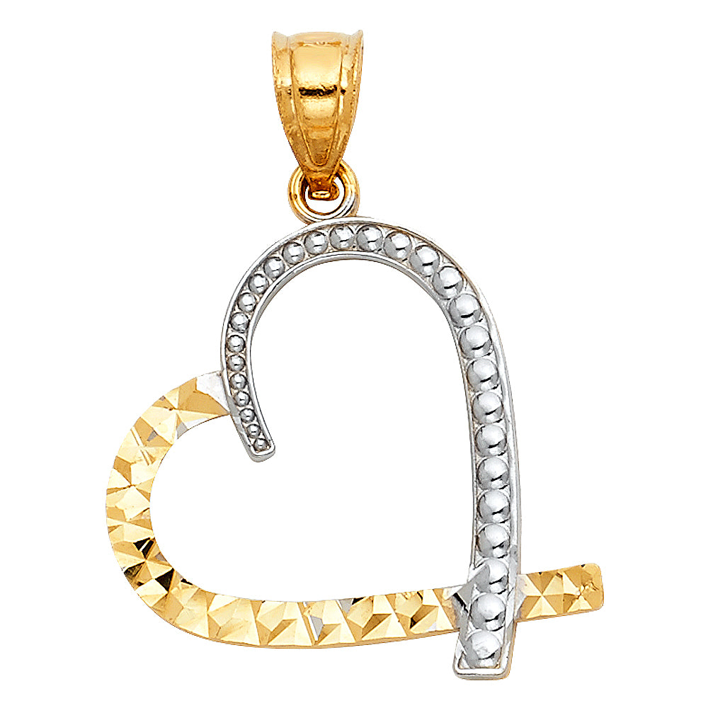 14K 2T Heart Pendant