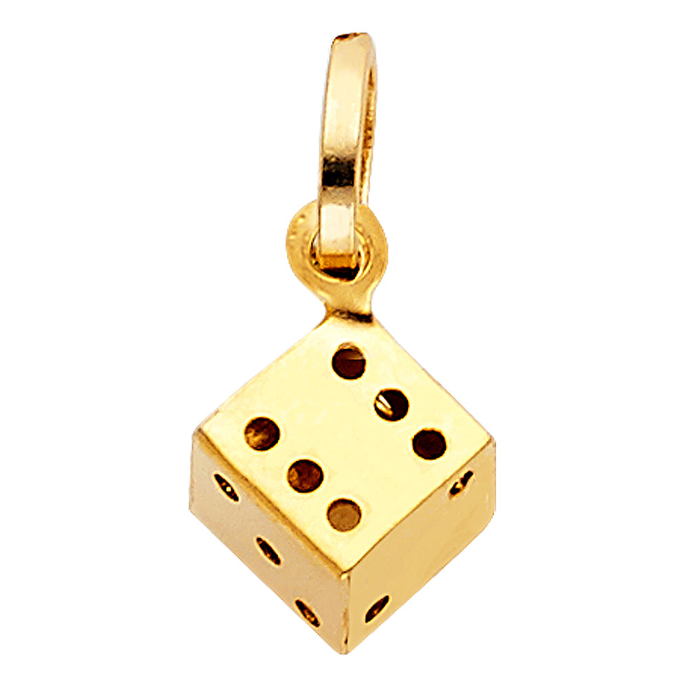14KY Hollow Dice Pendant