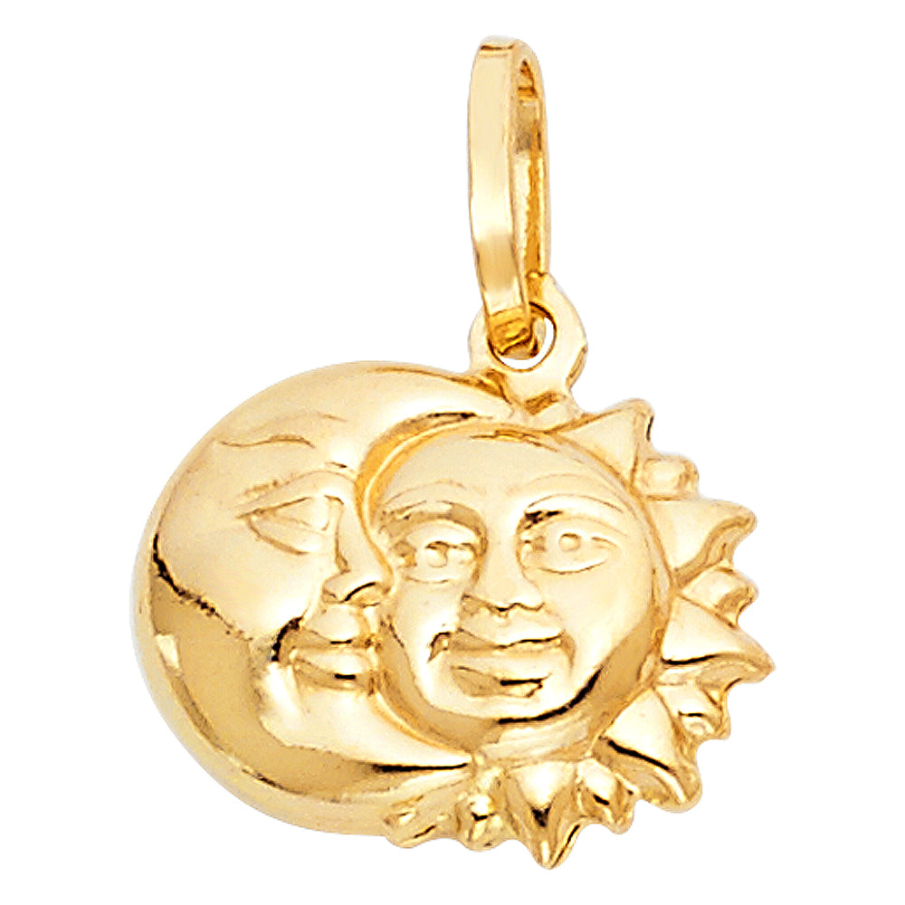 14KY Hollow Sun & Moon Pendant