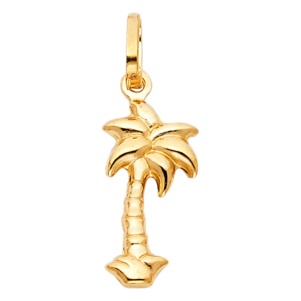 14KY Hollow Palm Tree Pendant