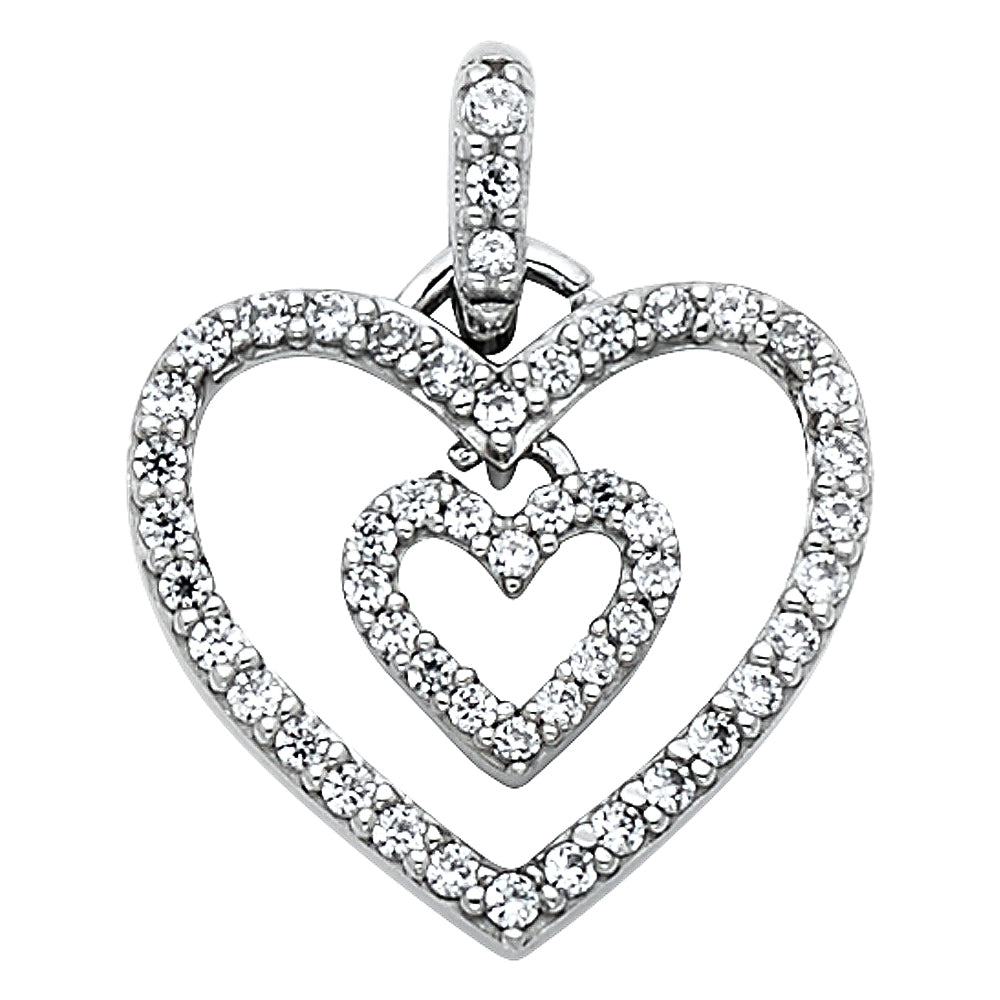 14KW CZ Heart Pendant