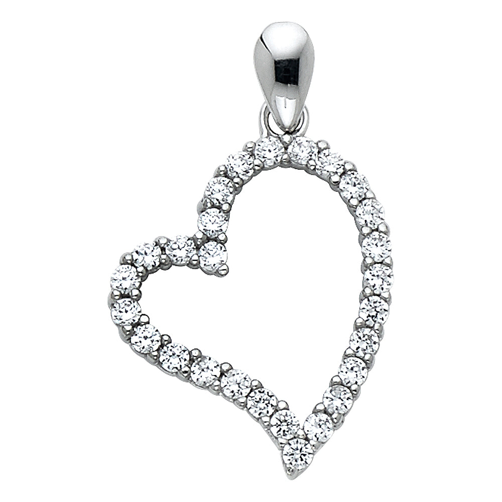 14KW CZ Heart Pendant