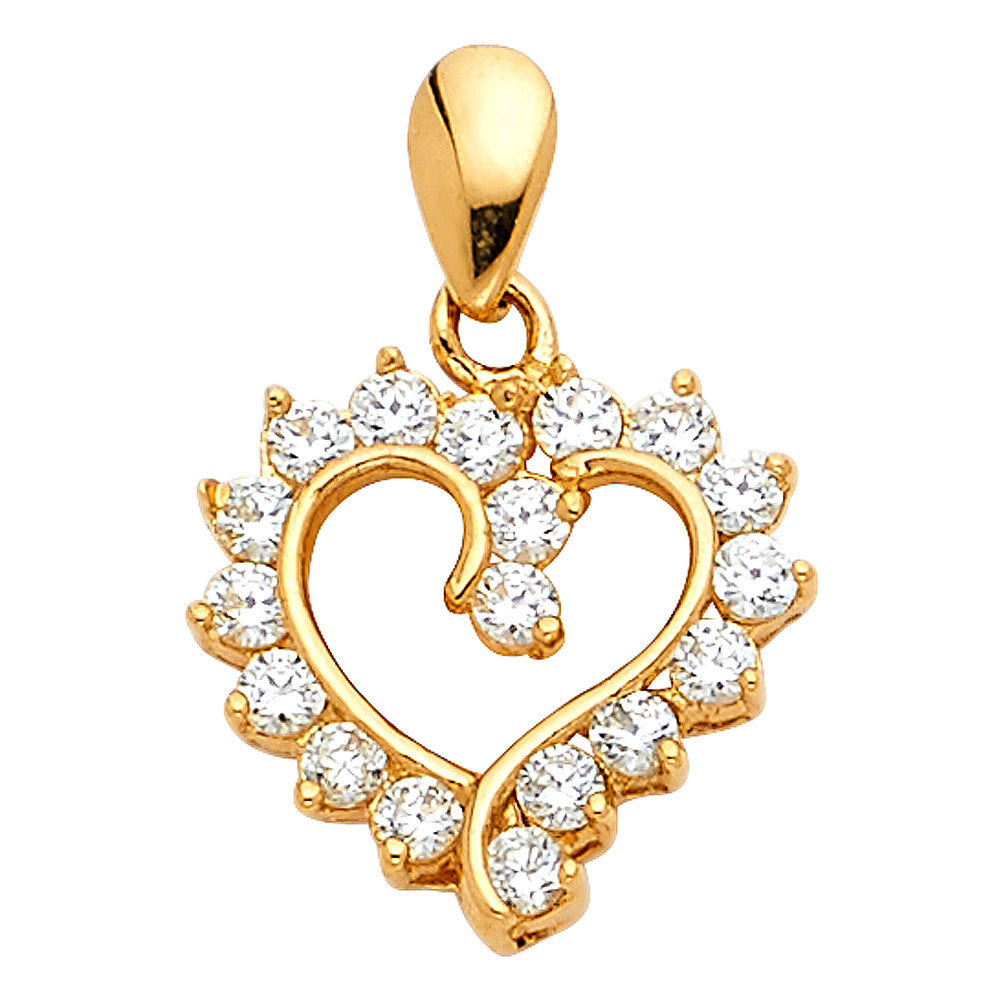 14KY CZ Heart Pendant