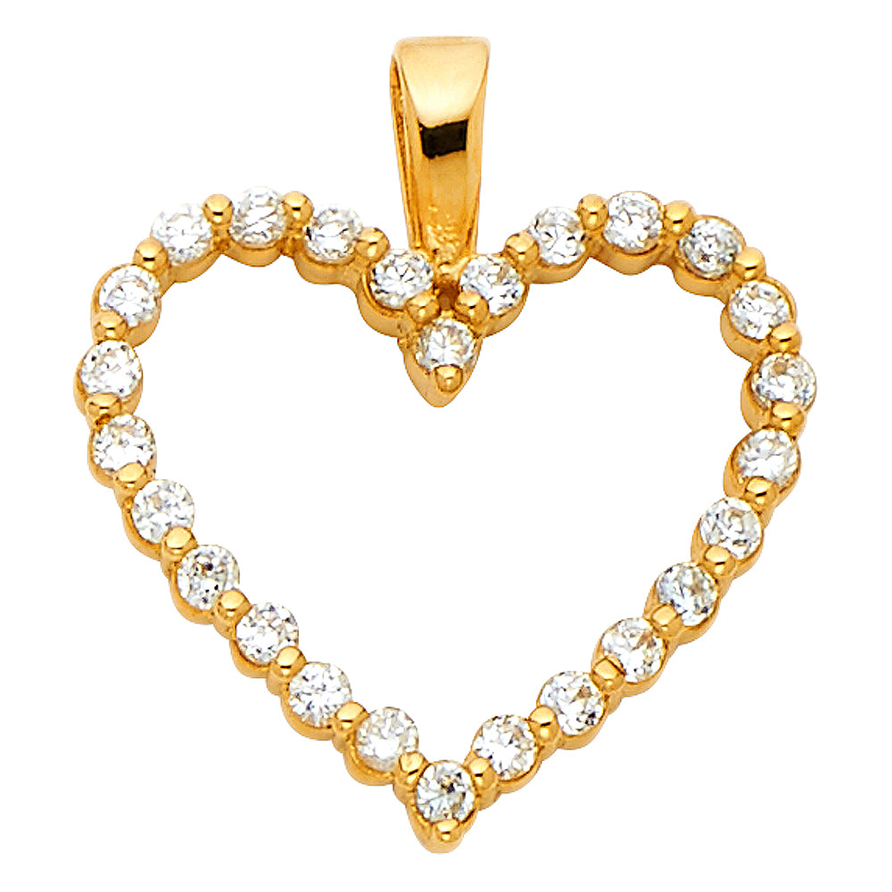 14KY CZ Heart Pendant