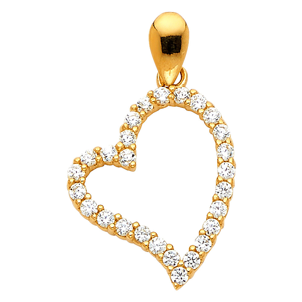 14KY CZ Heart Pendant