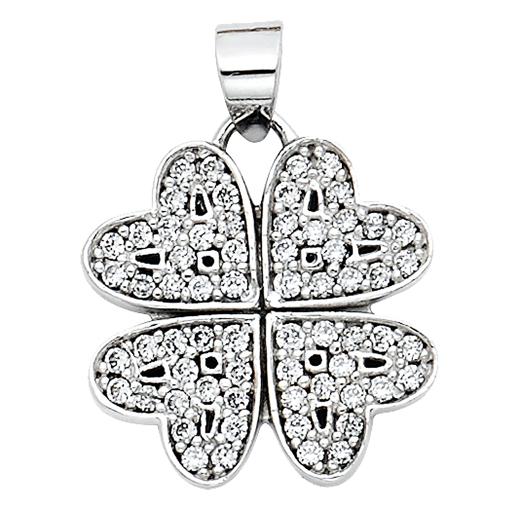 14KW CZ Flower Pendant
