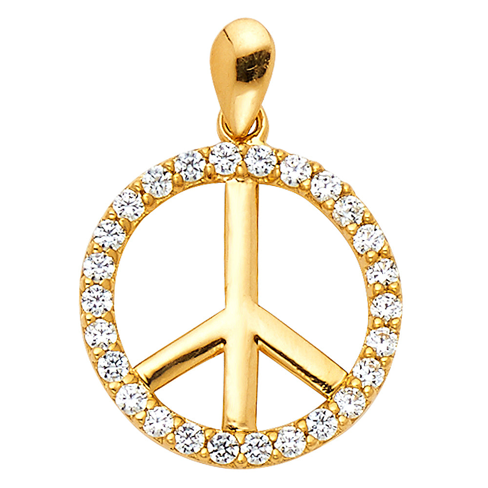 14KY CZ Peace Pendant