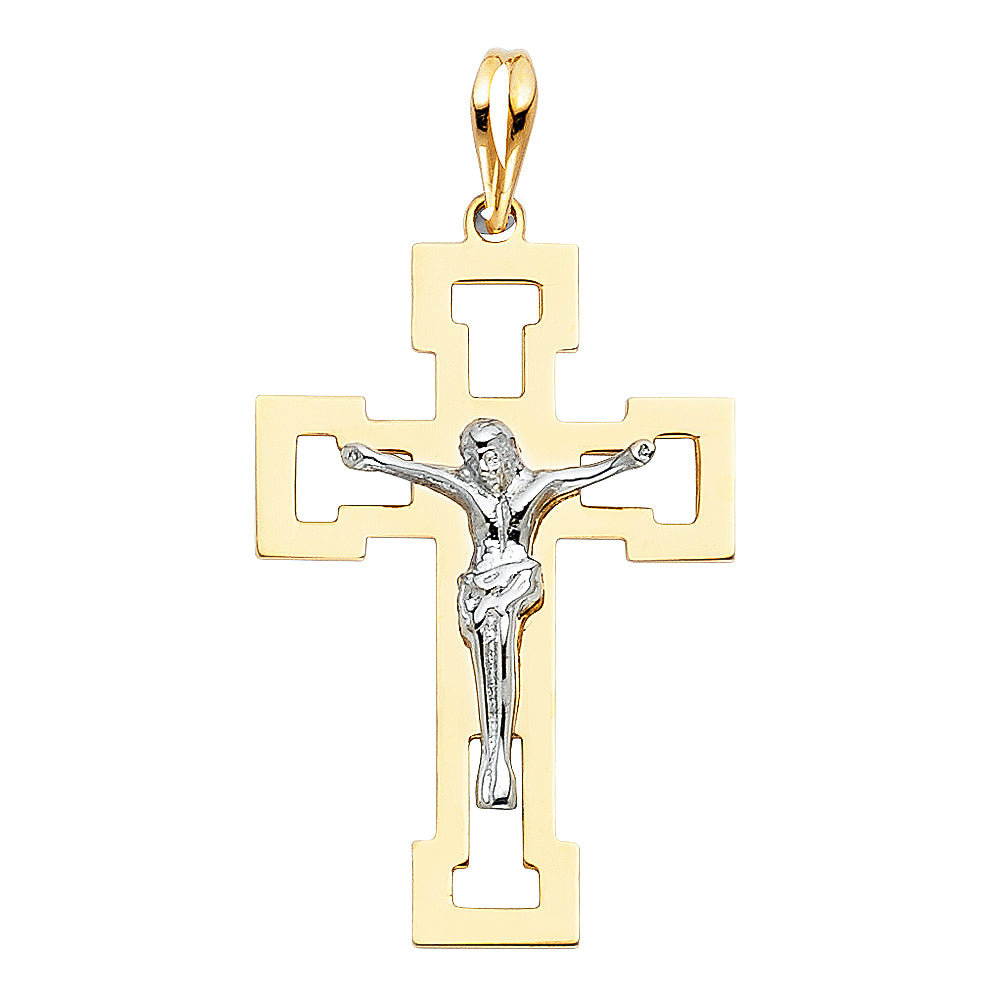 14K 2T Crucifix Pendant