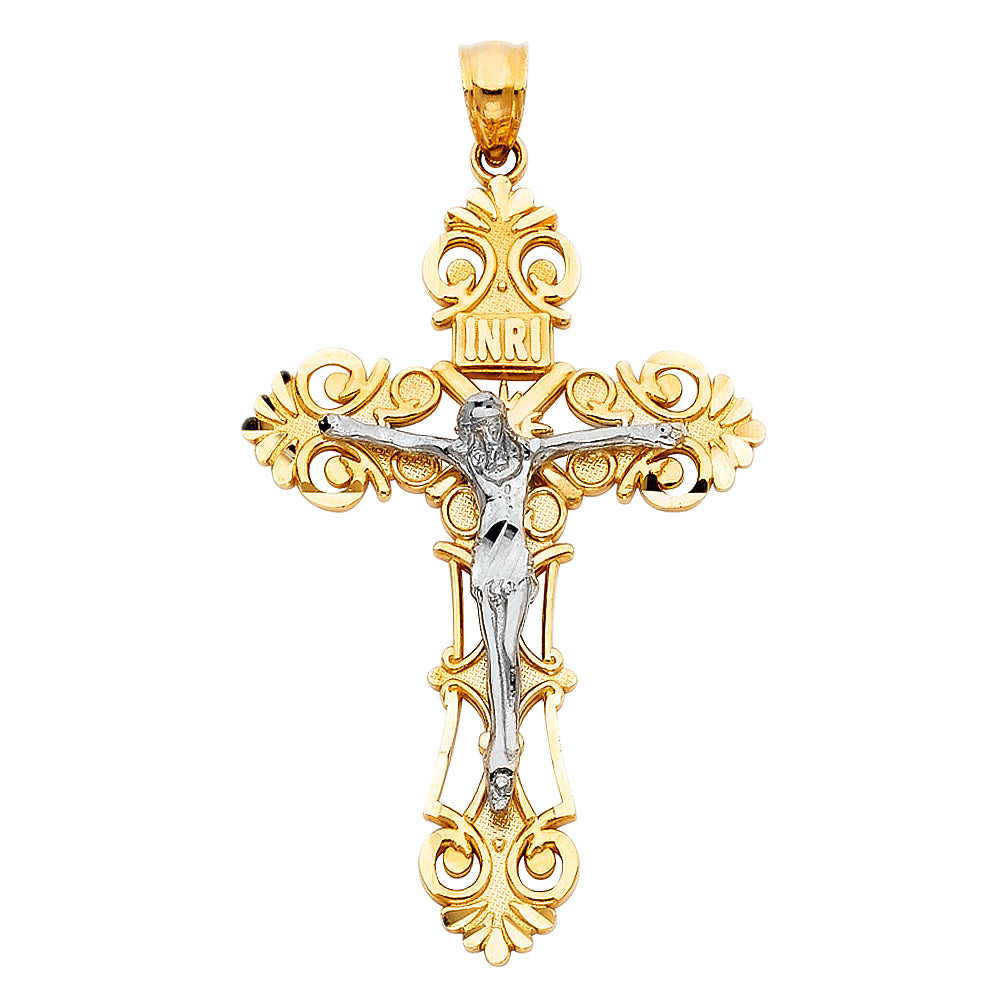 14K 2T Crucifix Pendant
