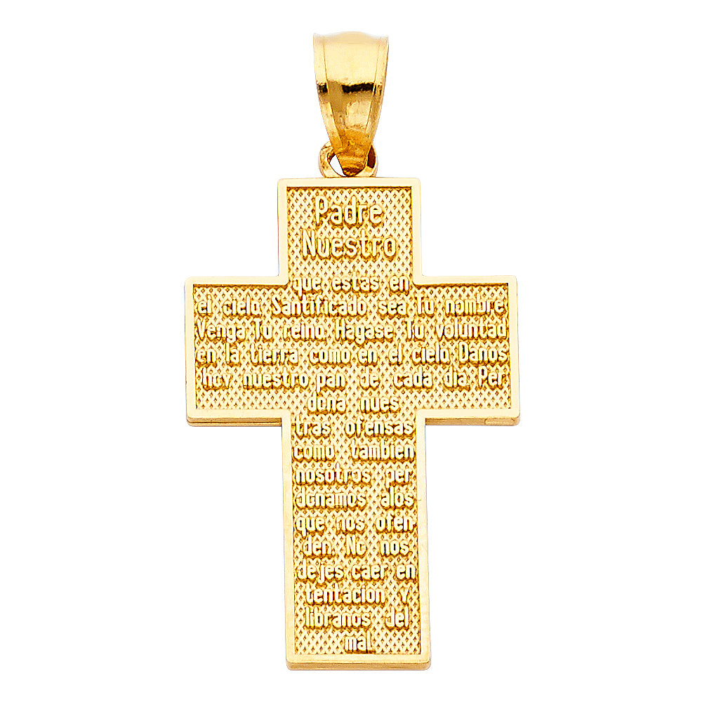 14KY Padre Nuestro Cross Pendant (Español)
