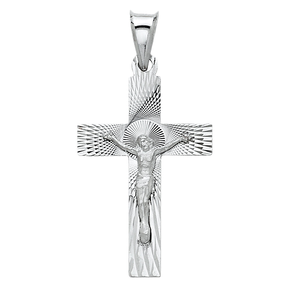 14KW Crucifix Stamp Pendant