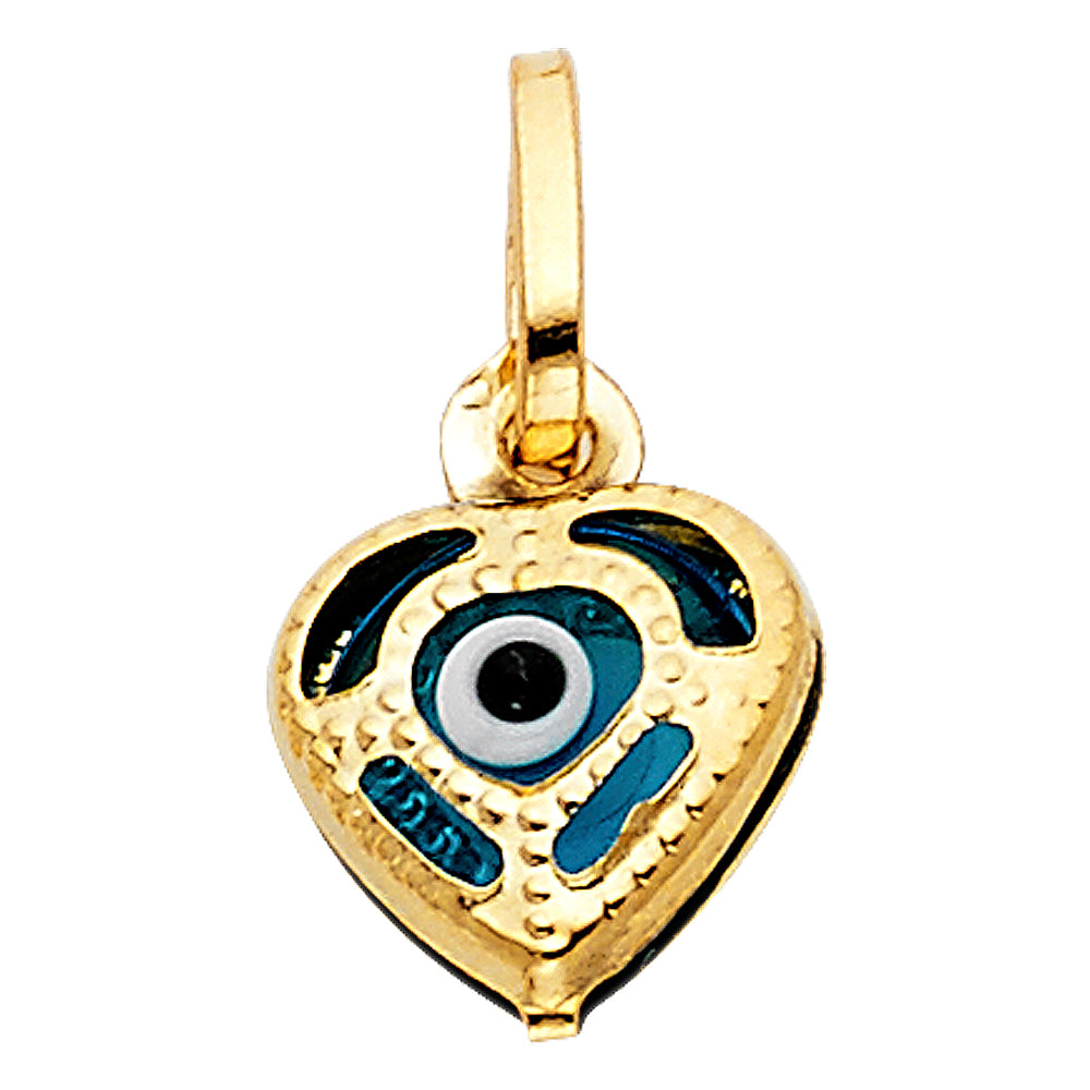 14KY Evil Eye Heart Pendant
