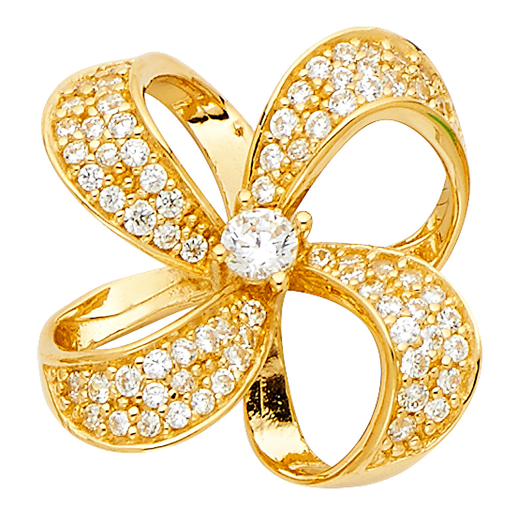 14KY CZ Flower Pendant