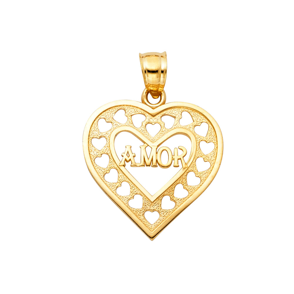 14KY Te Amo I Love You Heart Pendant