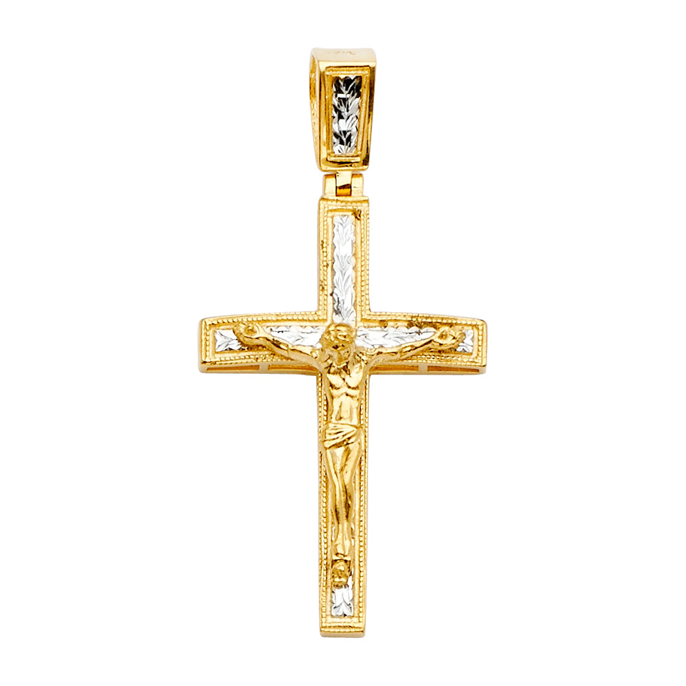 14K 2T Crucifix Cross Pendant