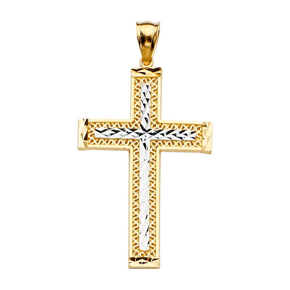 14K 2T Cross Pendant