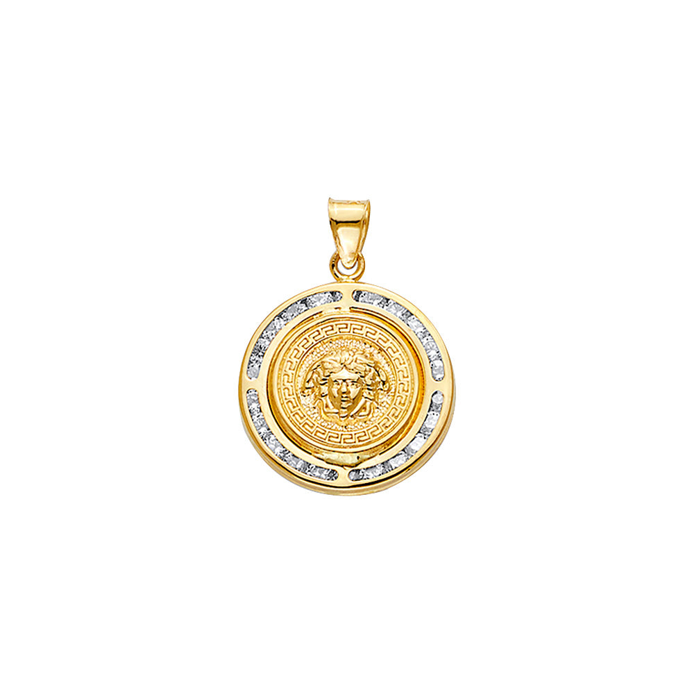 14KY CZ Round Medusa Pendant