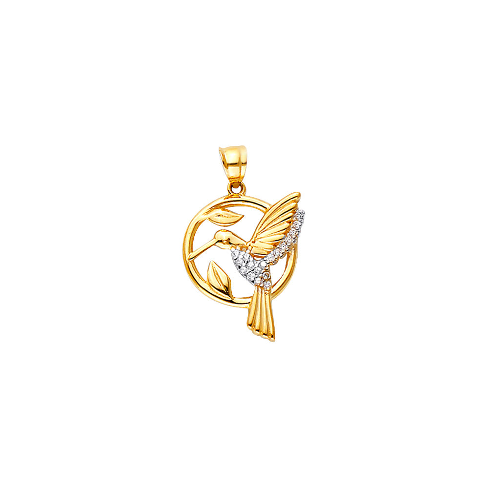 14KY CZ Humming Bird Pendant