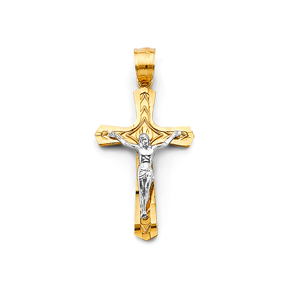 14K 2T Crucifix Cross Pendant
