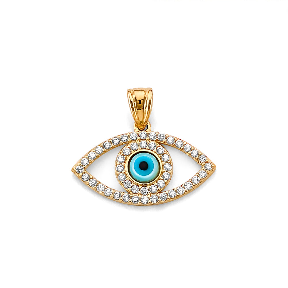 14KY CZ Evil Eye Pendant