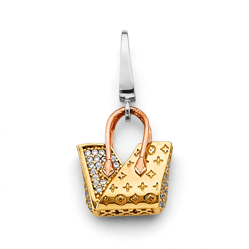 14K 3C CZ Purse Clip Charm