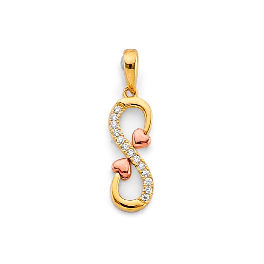 14K 2T CZ Infinity Heart Pendant