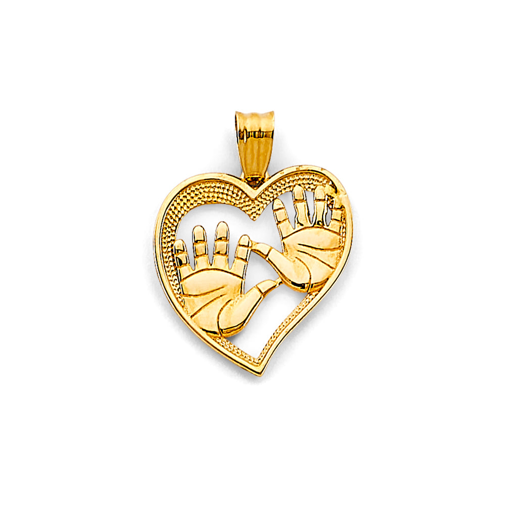 14KY Heart Hand Prints Pendant