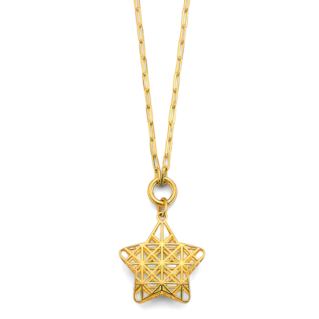 14KY Meshed Star Necklace