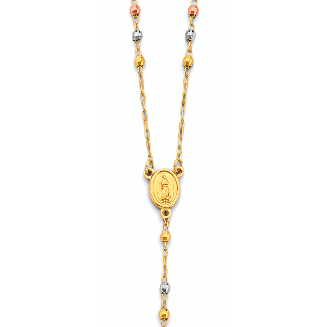 14K 3C 2.5mm Disco Ball Rosary Necklace