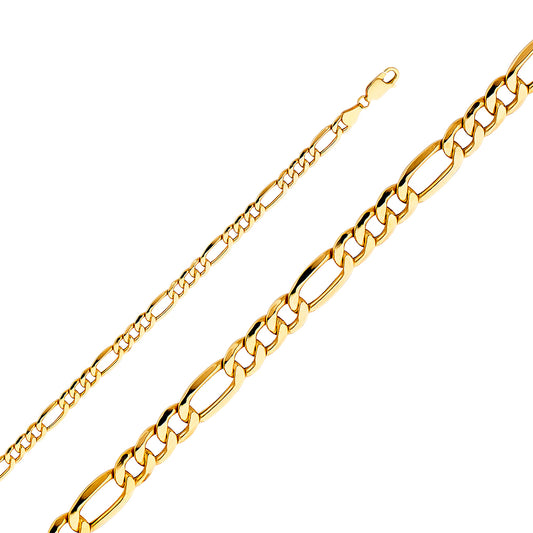 14KY 5.1mm Hollow Figaro 3+1 Chain