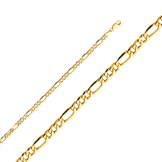 14KY 4.1mm Hollow Figaro 3+1 Chain