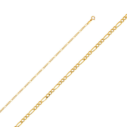 14KY 2.1mm Hollow Figaro 3+1 Chain